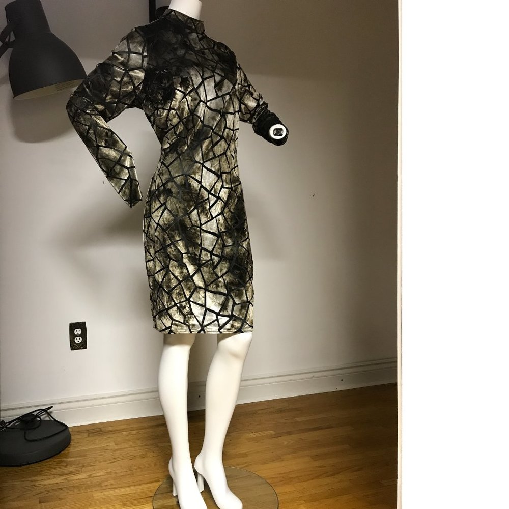 NWT Fashion Nova Marry The Night Velvet Mini Dress Tunic Shiny Disco Turtleneck